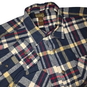 Schmidt Workwear Mens Plaid Flannel Shirt L Blue White Red Button‎ Up